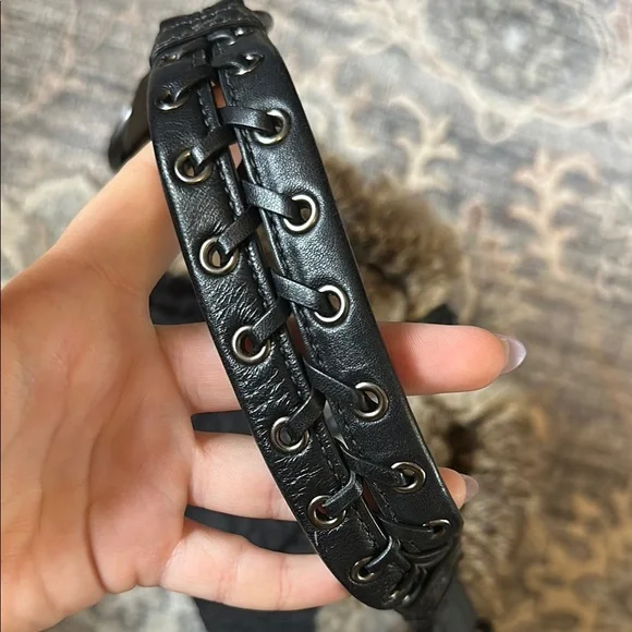 Coach Black and Brown Fur-Accent Shoulder Bag - Picture 4 of 4